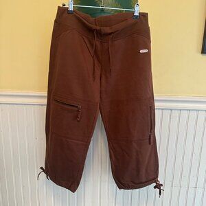 Enyce Brown Cotton Drawstring Cargo Capris With Zipper Pockets Size M